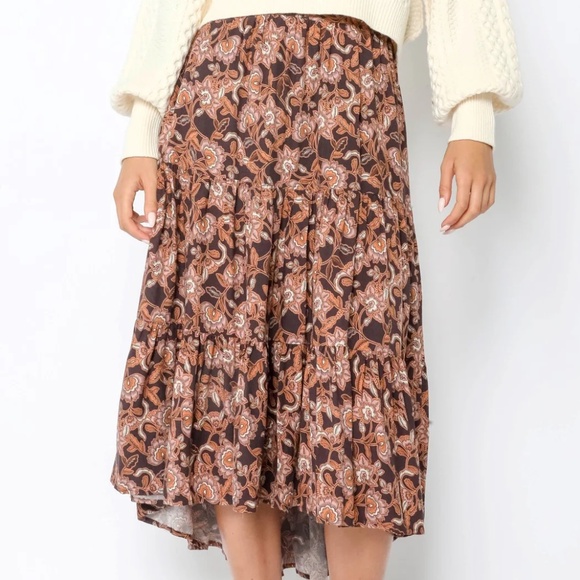 Plum Botanical Midi Skirt - Picture 1 of 5